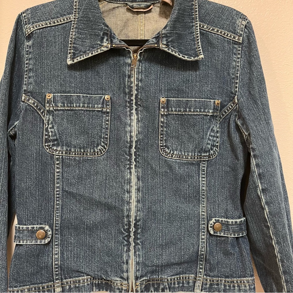 Vintage i.e. Relaxed Women’s Zipper Denim Jacket With Pockets Size M 100% Cotton